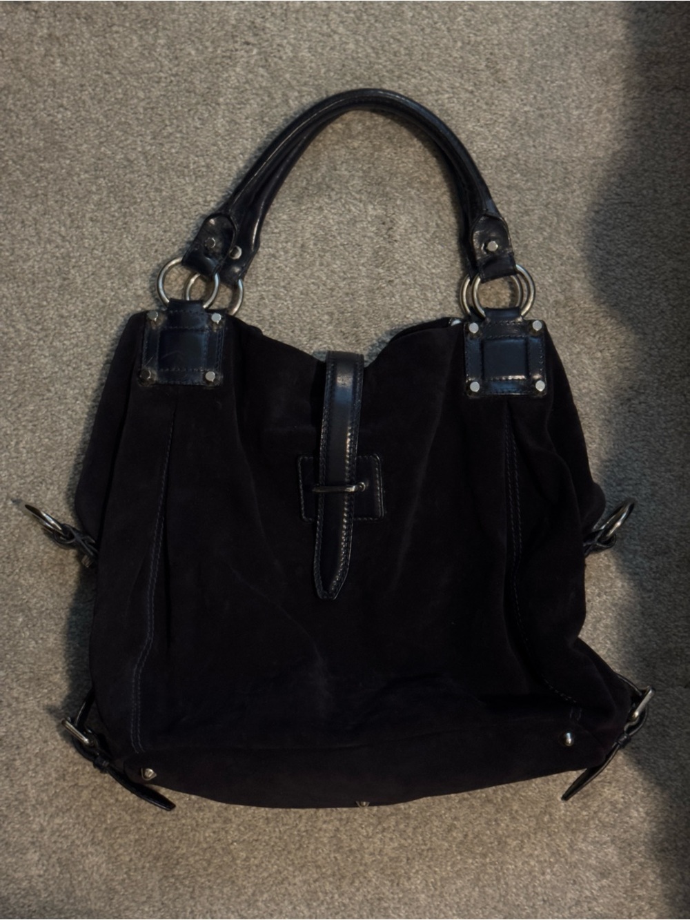 Vintage DSquared2 Black Suede Shoulder Hobo Bag with Leather Handles